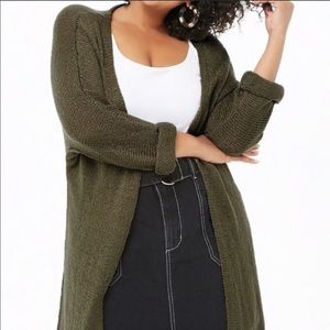 Army Green Plus Size Cardigan